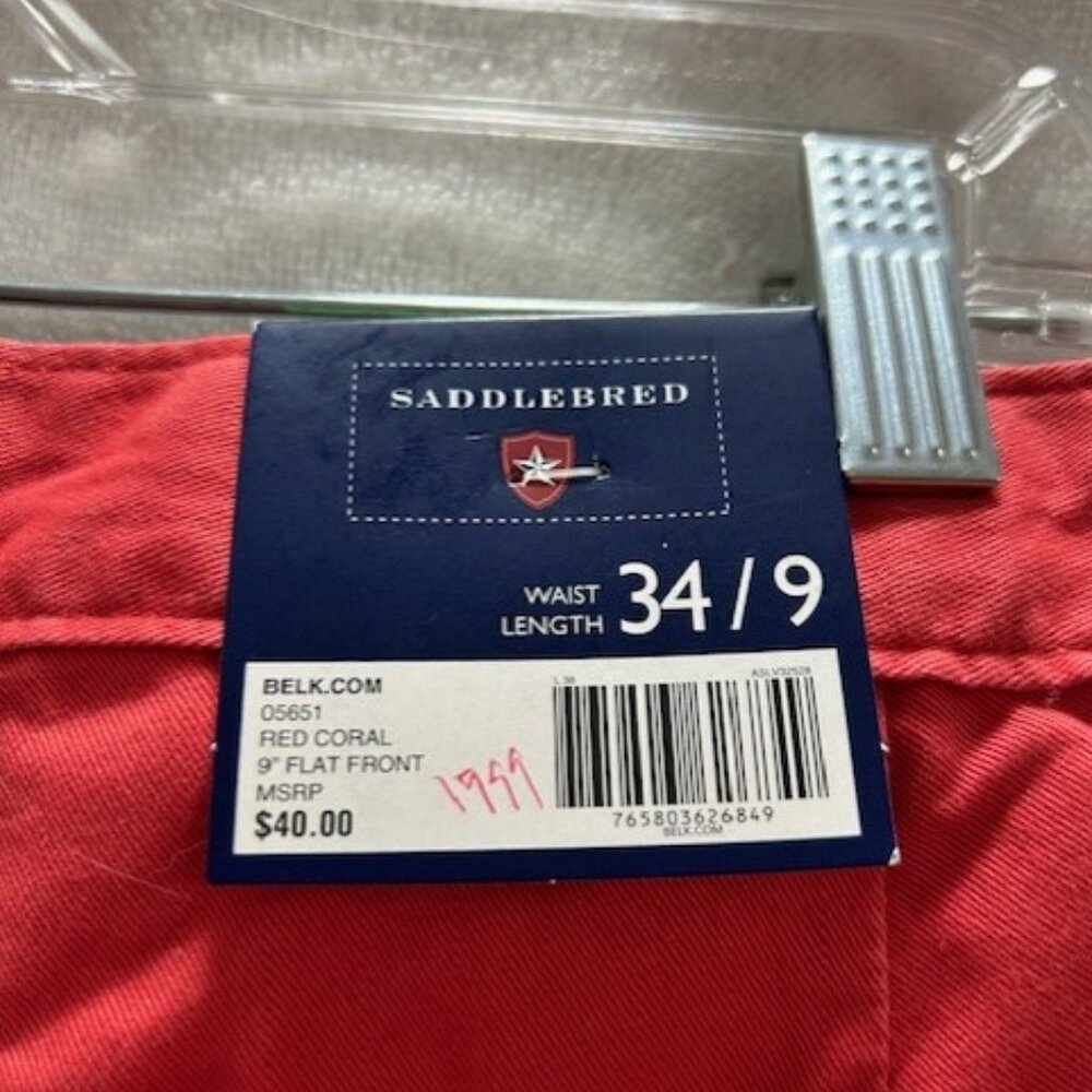 Saddlebred men's red coral NWT size 34 shorts